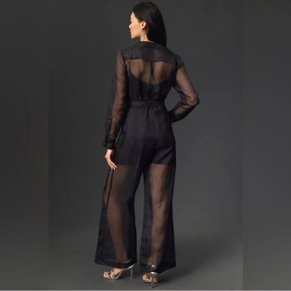 Anthropologie Sheer Utility Black Jumpsuit size 2 - Picture 3 of 14
